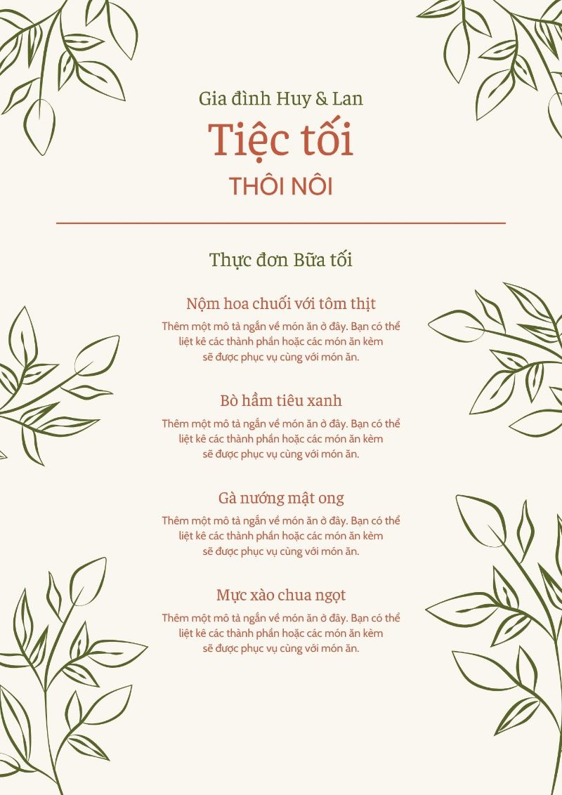 Thực đơn đãi tiệc thôi nôi với đa dạng món ăn